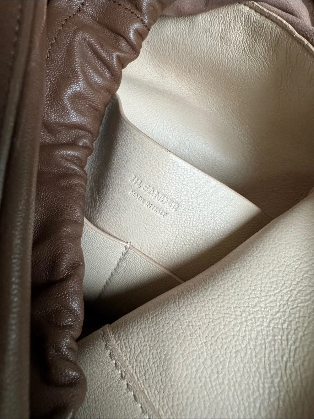 Jil Sander Brown Leather Bucket Bag